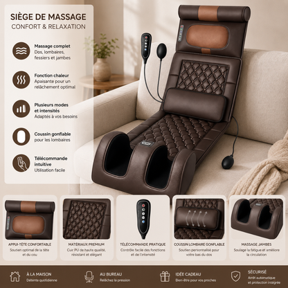 Siège Massant Chauffant Confort Premium pour Détente à Domicile