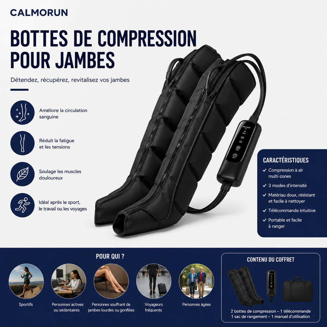 Masseur Jambes à Compression d’Air pour Mollets et Pieds